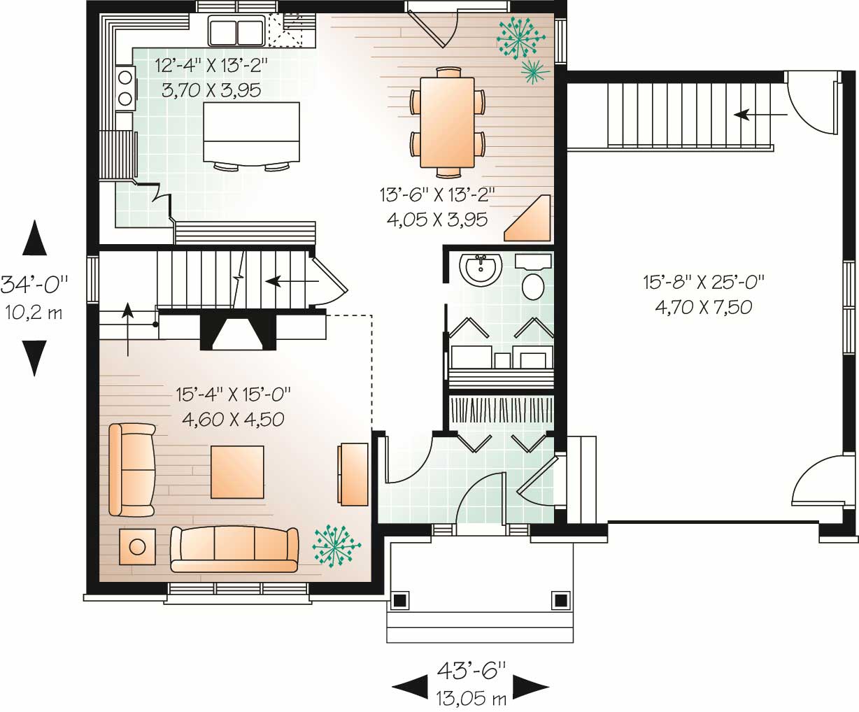 Floor Plan First Story of European Plan #126-1082