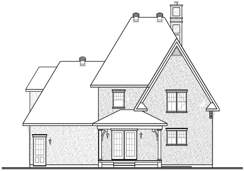Home Plan Rear Elevation of this 3-Bedroom,1758 Sq Ft Plan -126-1082