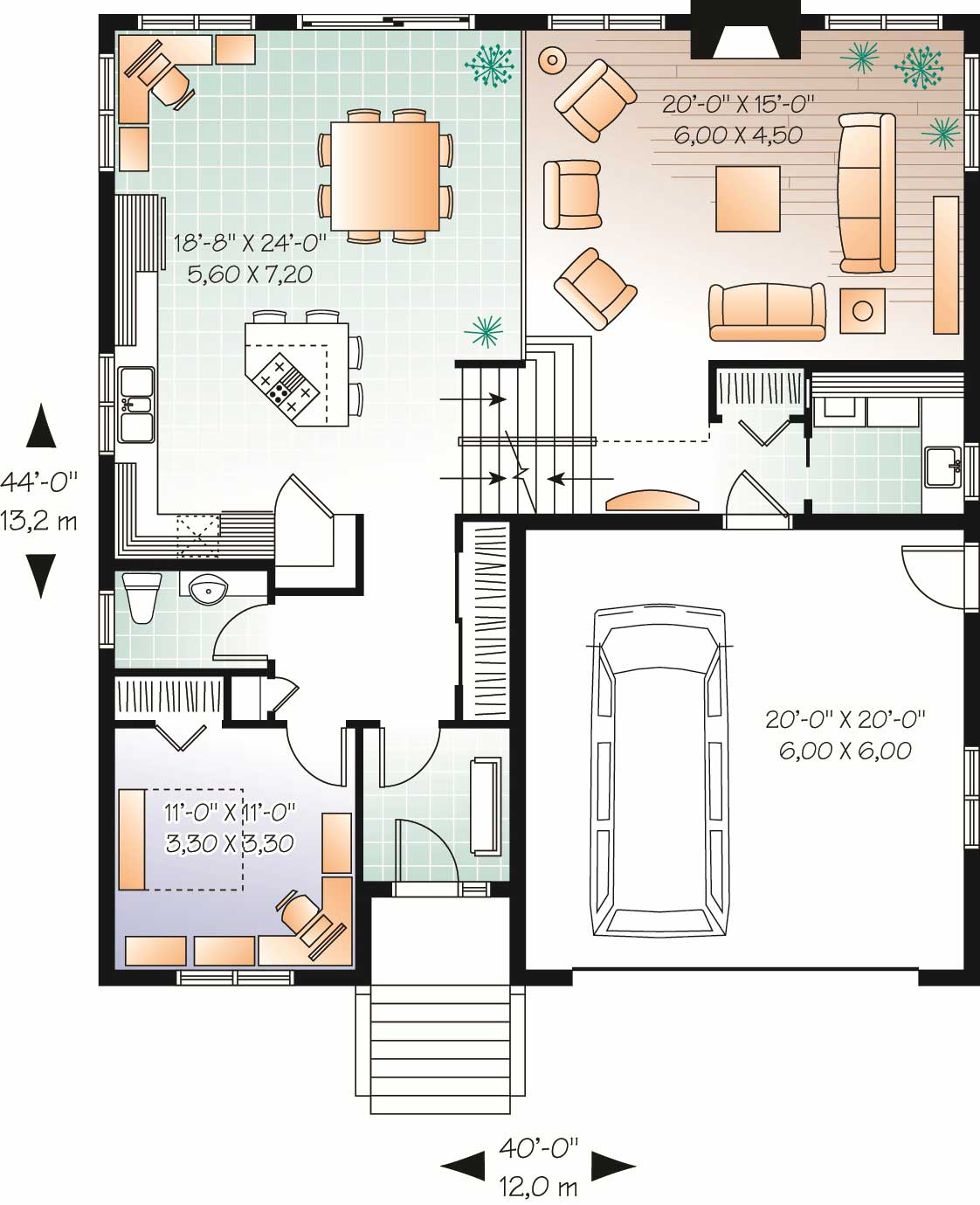 Main Level of Multi-Level Plan #126-1083