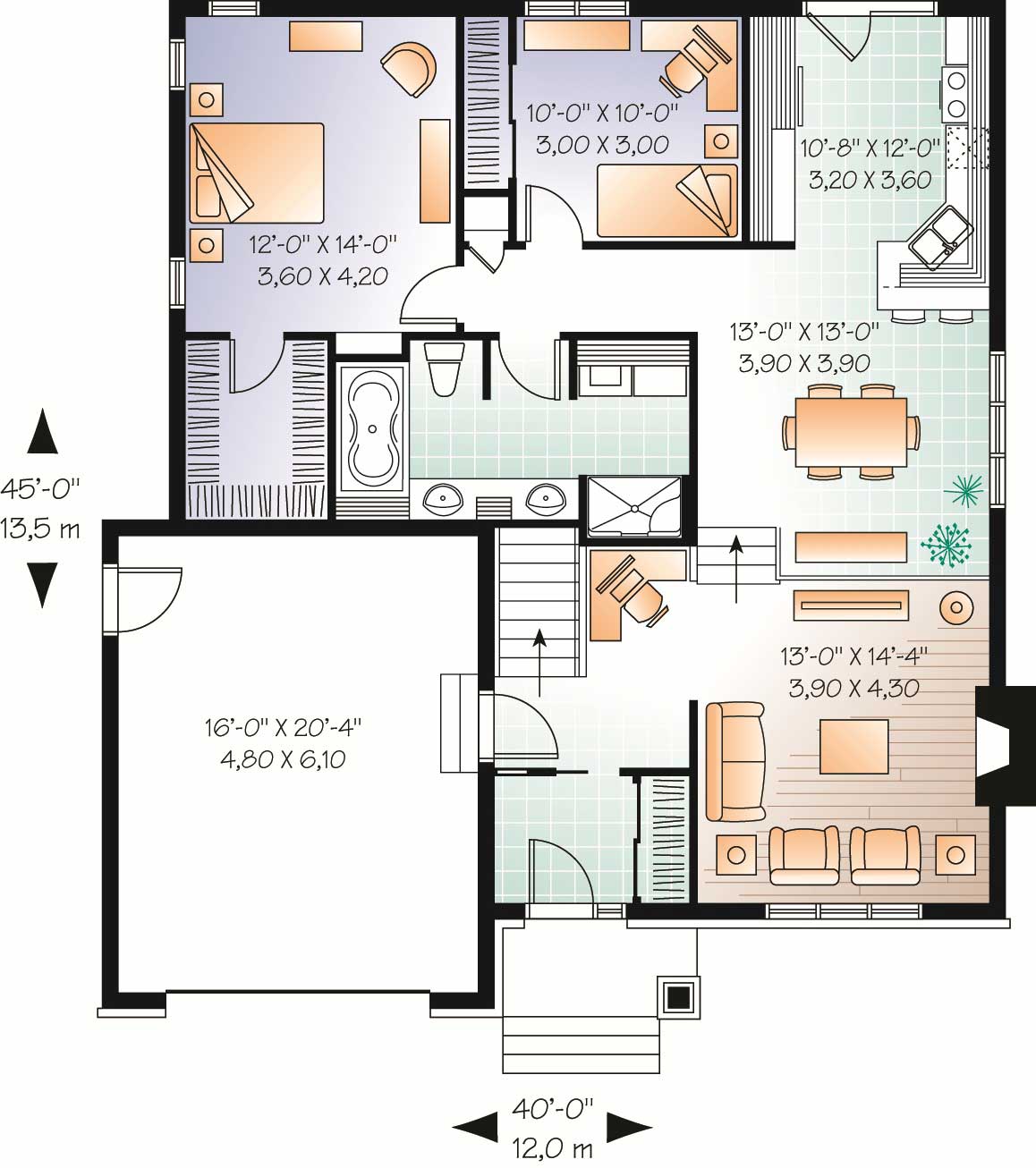 Floor Plan First Story of Country Plan #126-1086