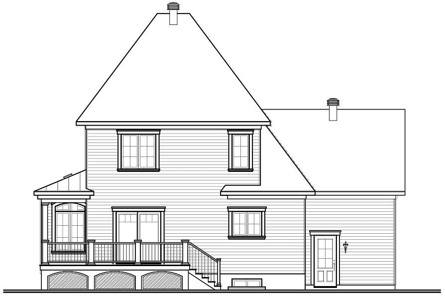 Home Plan Rear Elevation of this 3-Bedroom,2208 Sq Ft Plan -126-1087