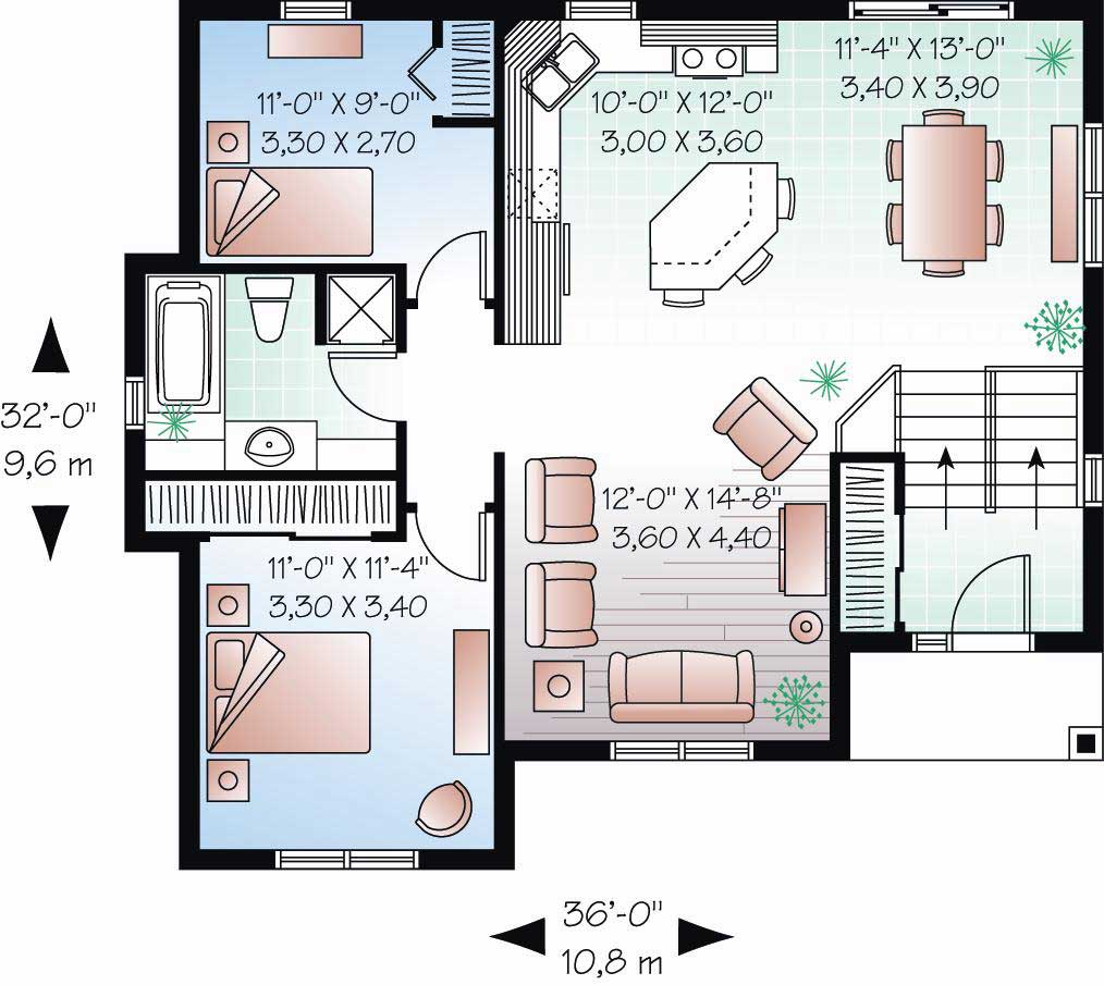Floor Plan First Story of European Plan #126-1088