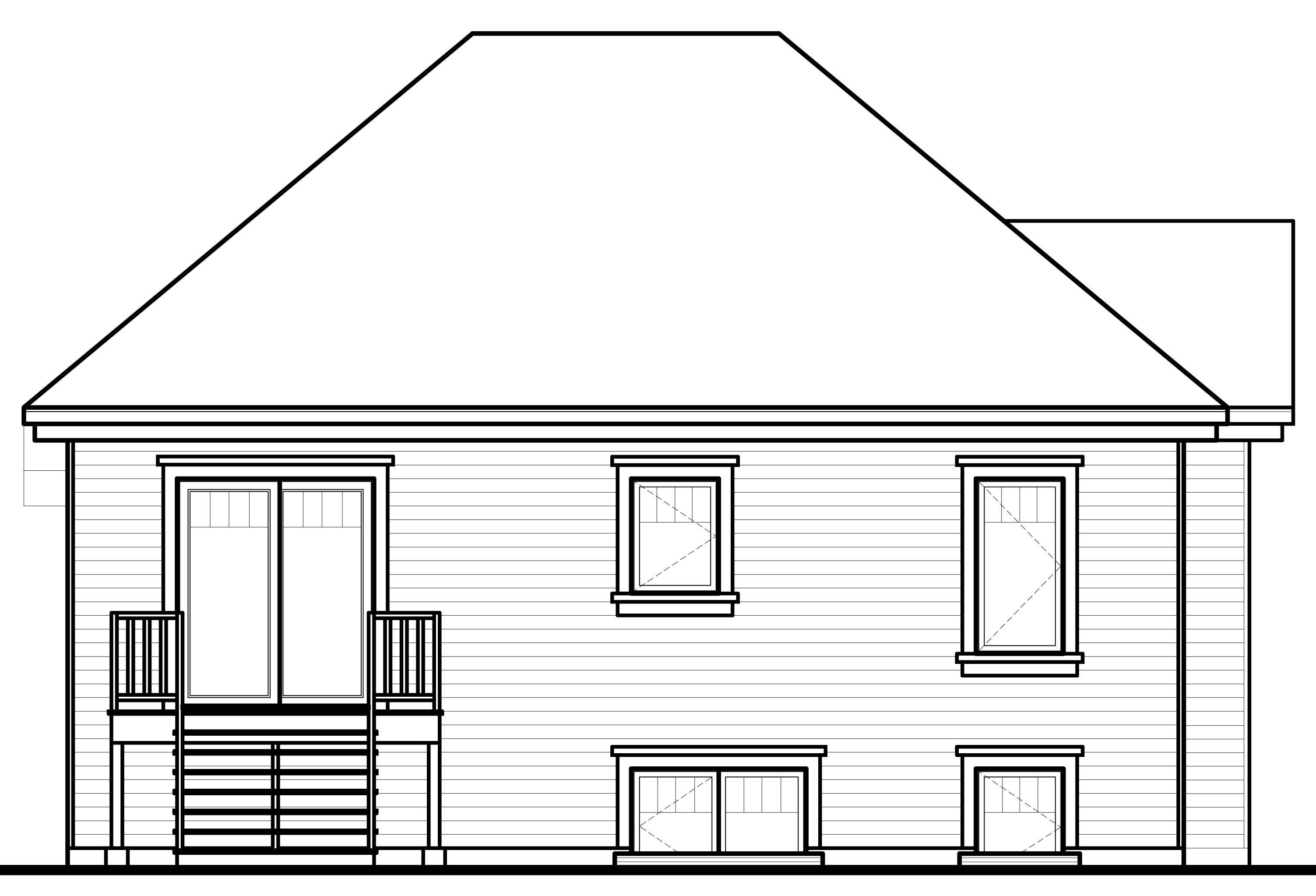 Home Plan Rear Elevation of this 2-Bedroom,986 Sq Ft Plan -126-1088