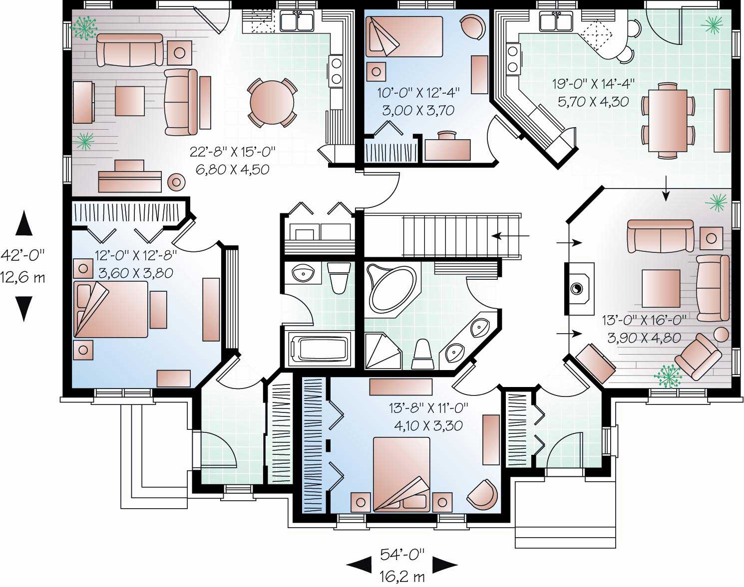 Floor Plan First Story of Country Plan #126-1089
