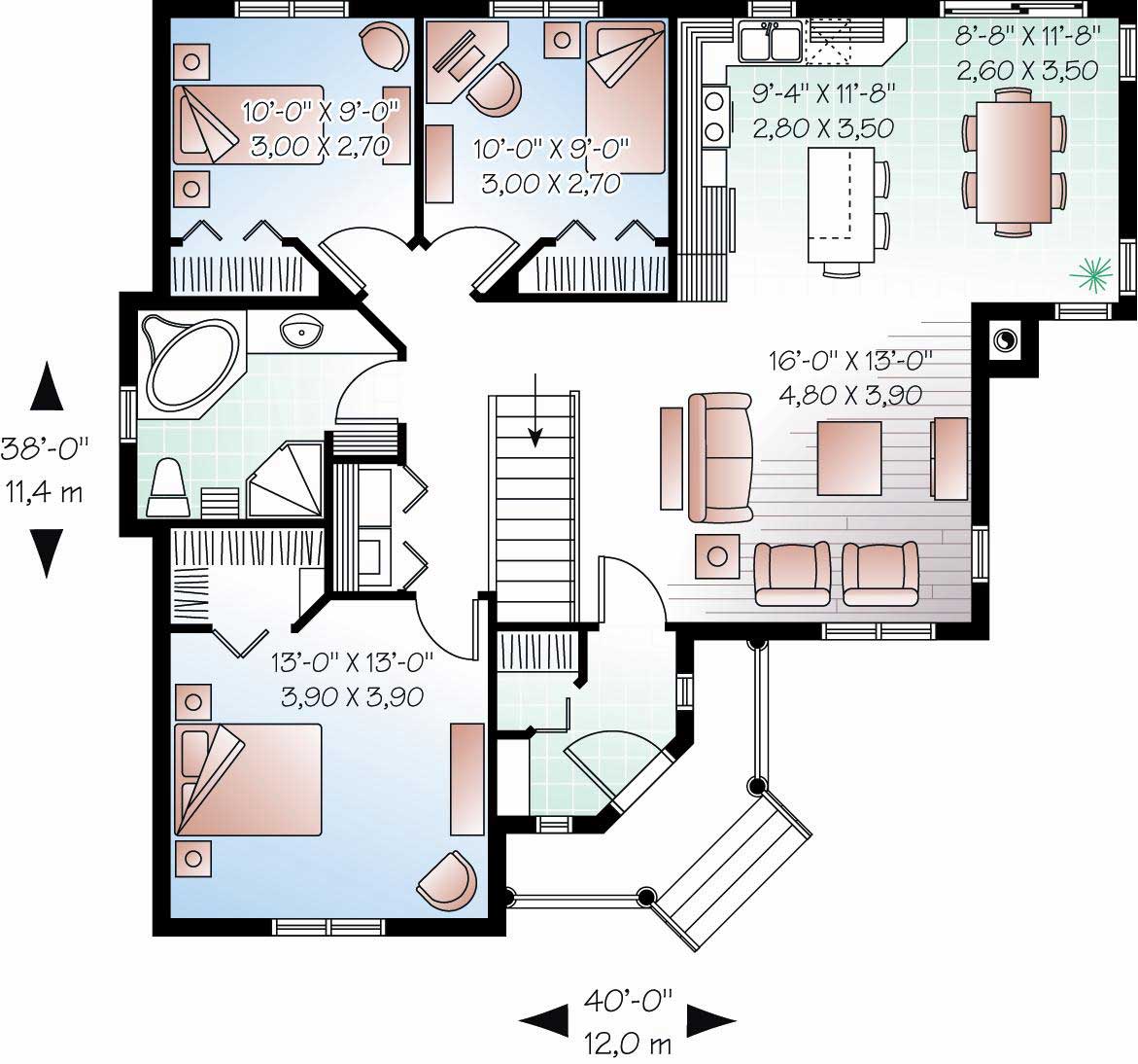 Floor Plan First Story of Country Plan #126-1091