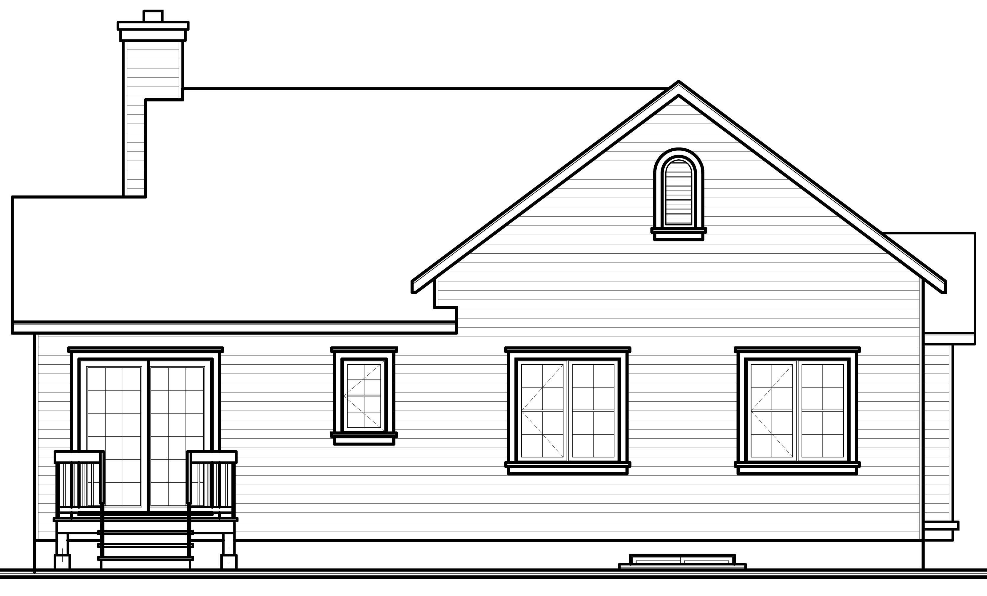 Home Plan Rear Elevation of this 3-Bedroom,1201 Sq Ft Plan -126-1091