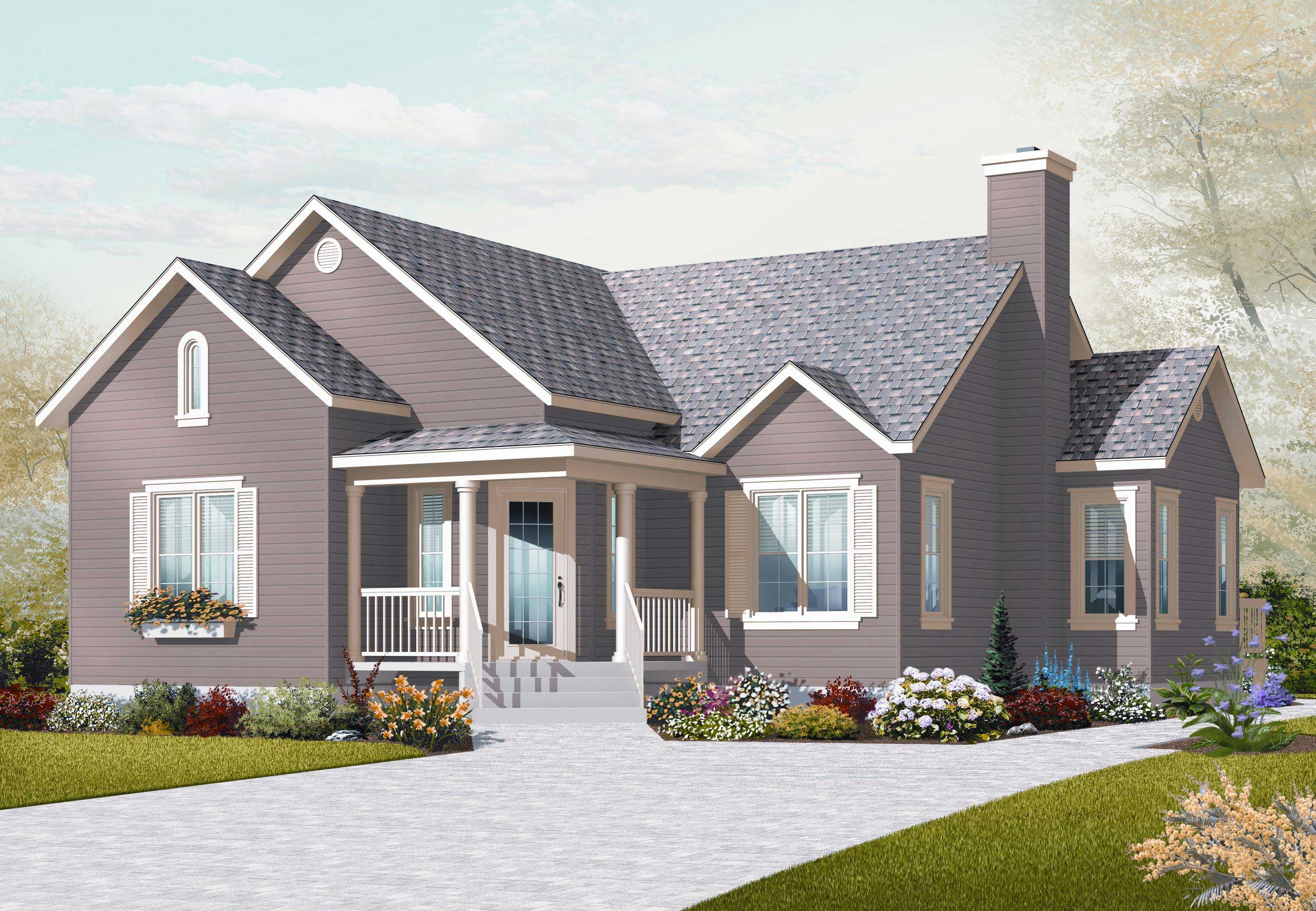 This is a computerized rendering of these Small Country House Plans.