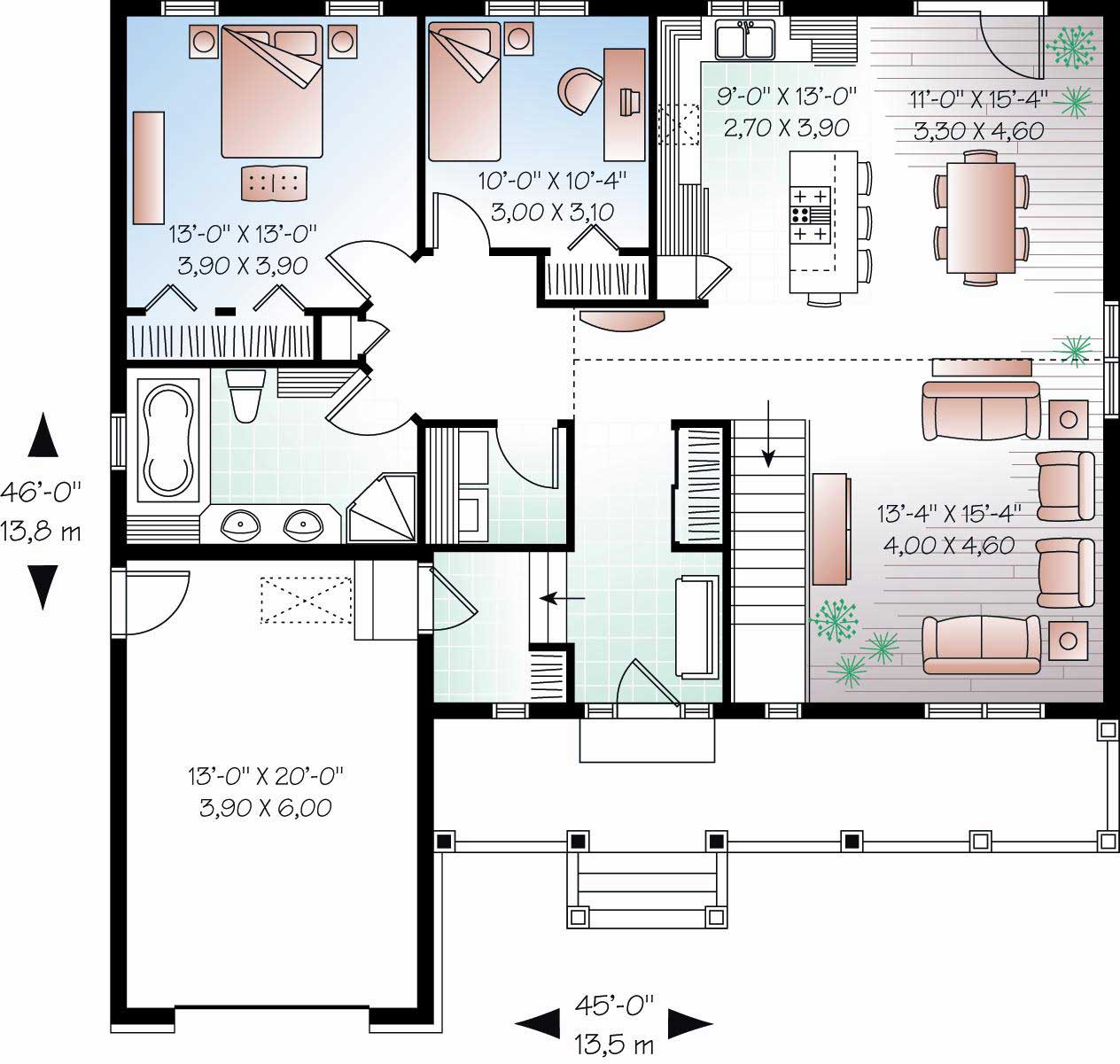 Floor Plan First Story of Country Plan #126-1092