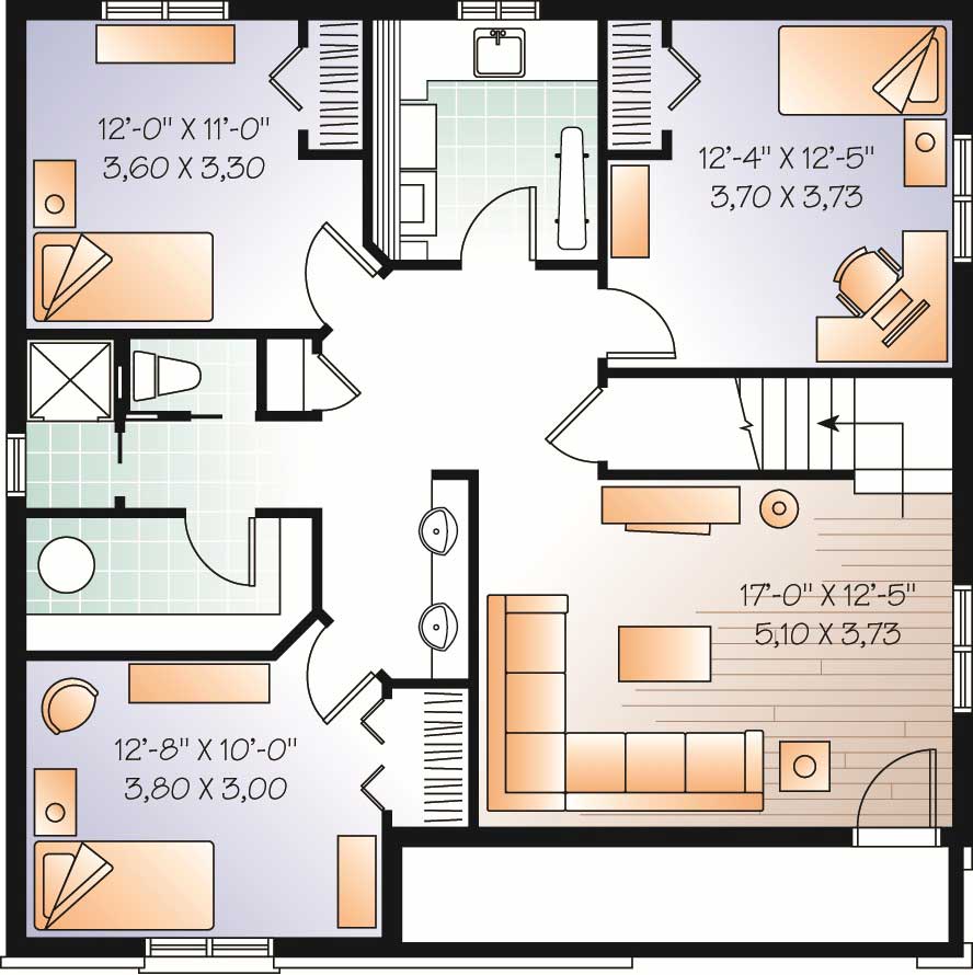 Floor Plan Basement of Country Plan #126-1093