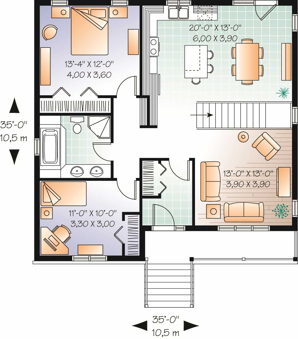Floor Plan First Story of Country Plan #126-1093