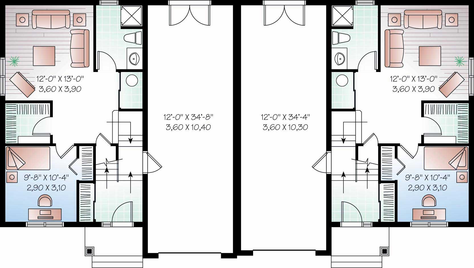 Floor Plan Basement of Multi-Unit Plan #126-1094