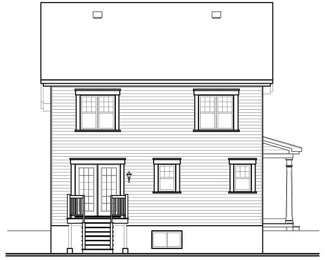 Home Plan Rear Elevation of this 3-Bedroom,1660 Sq Ft Plan -126-1098