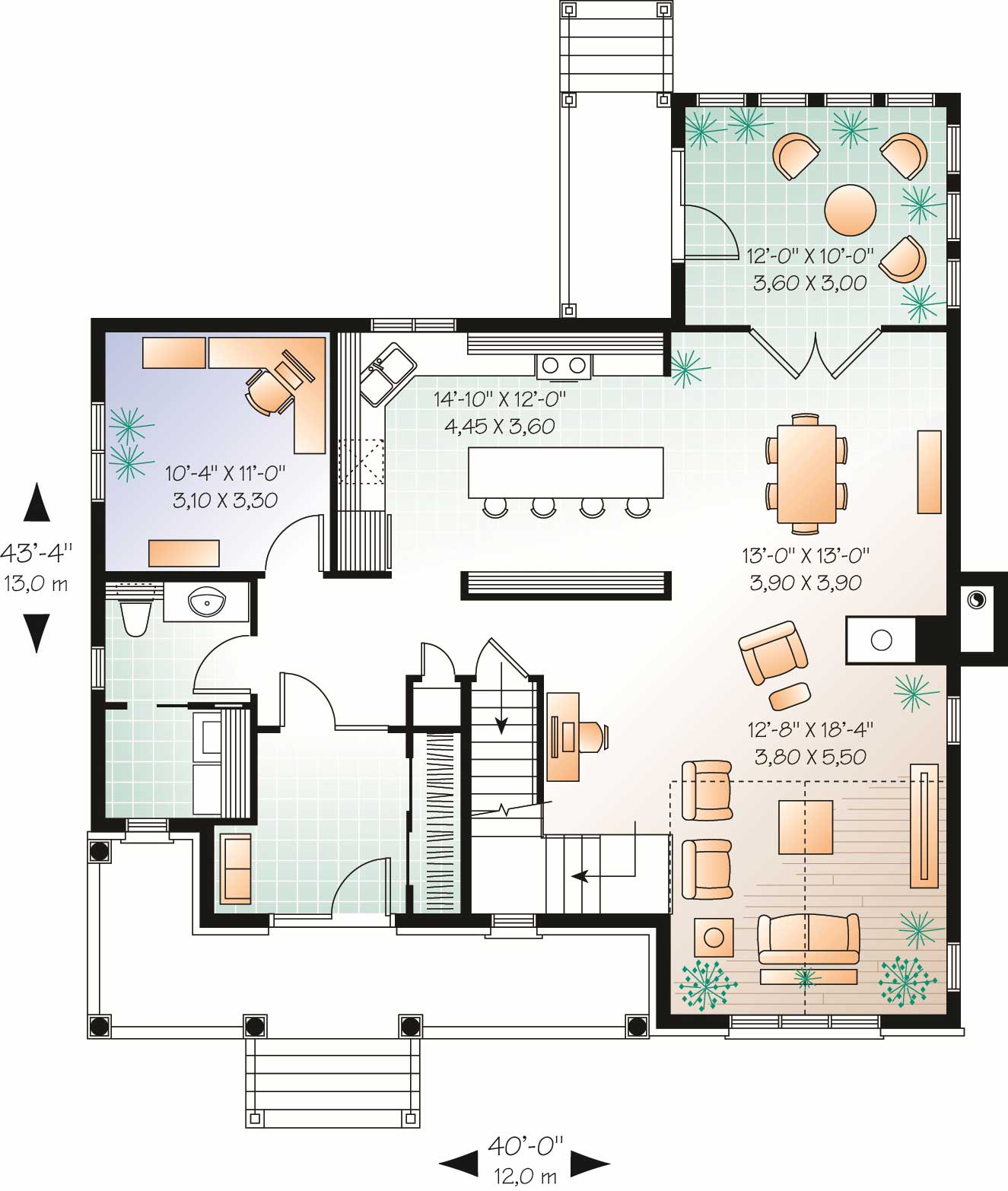 Floor Plan First Story of Country Plan #126-1099
