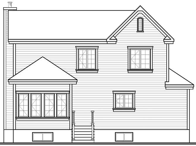 Home Plan Rear Elevation of this 3-Bedroom,2154 Sq Ft Plan -126-1099