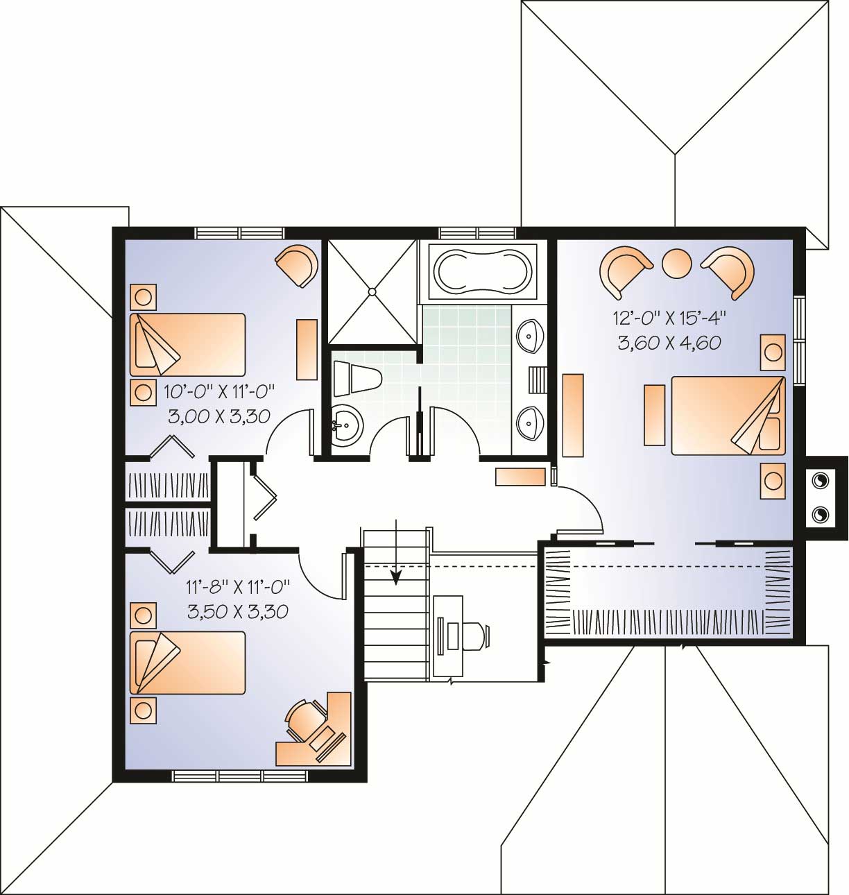 Floor Plan Second Story of Country Plan #126-1099
