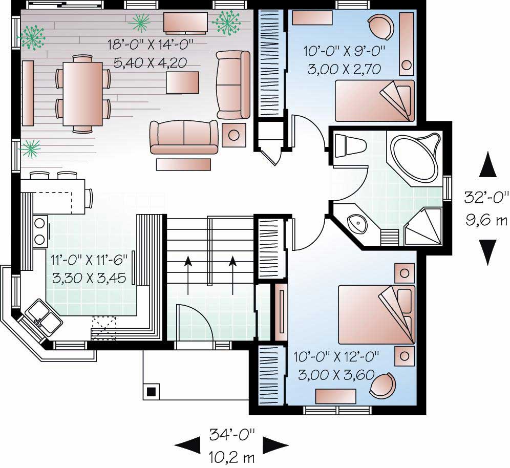 Floor Plan First Story of European Plan #126-1101