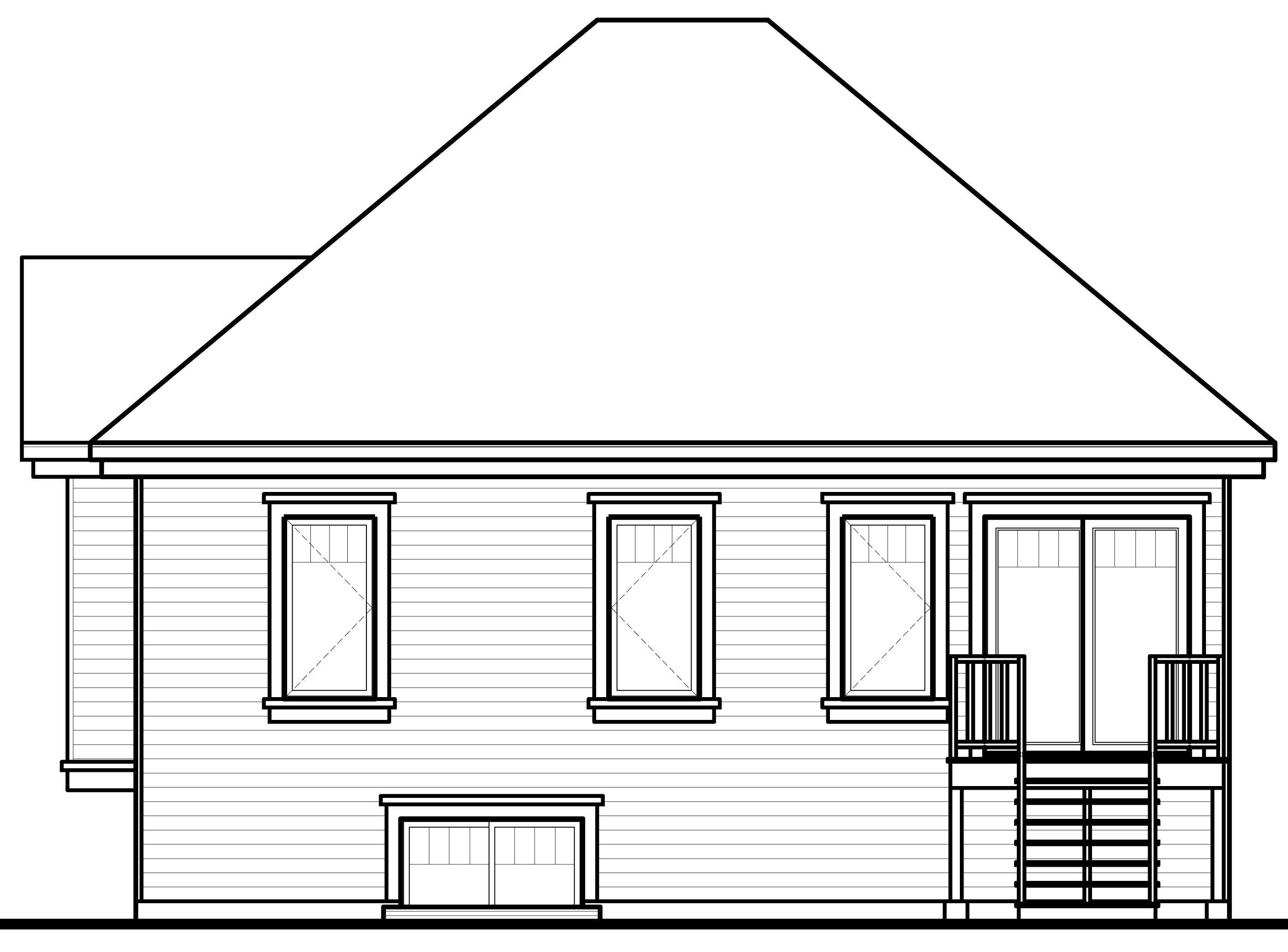 Home Plan Rear Elevation of this 2-Bedroom,949 Sq Ft Plan -126-1101
