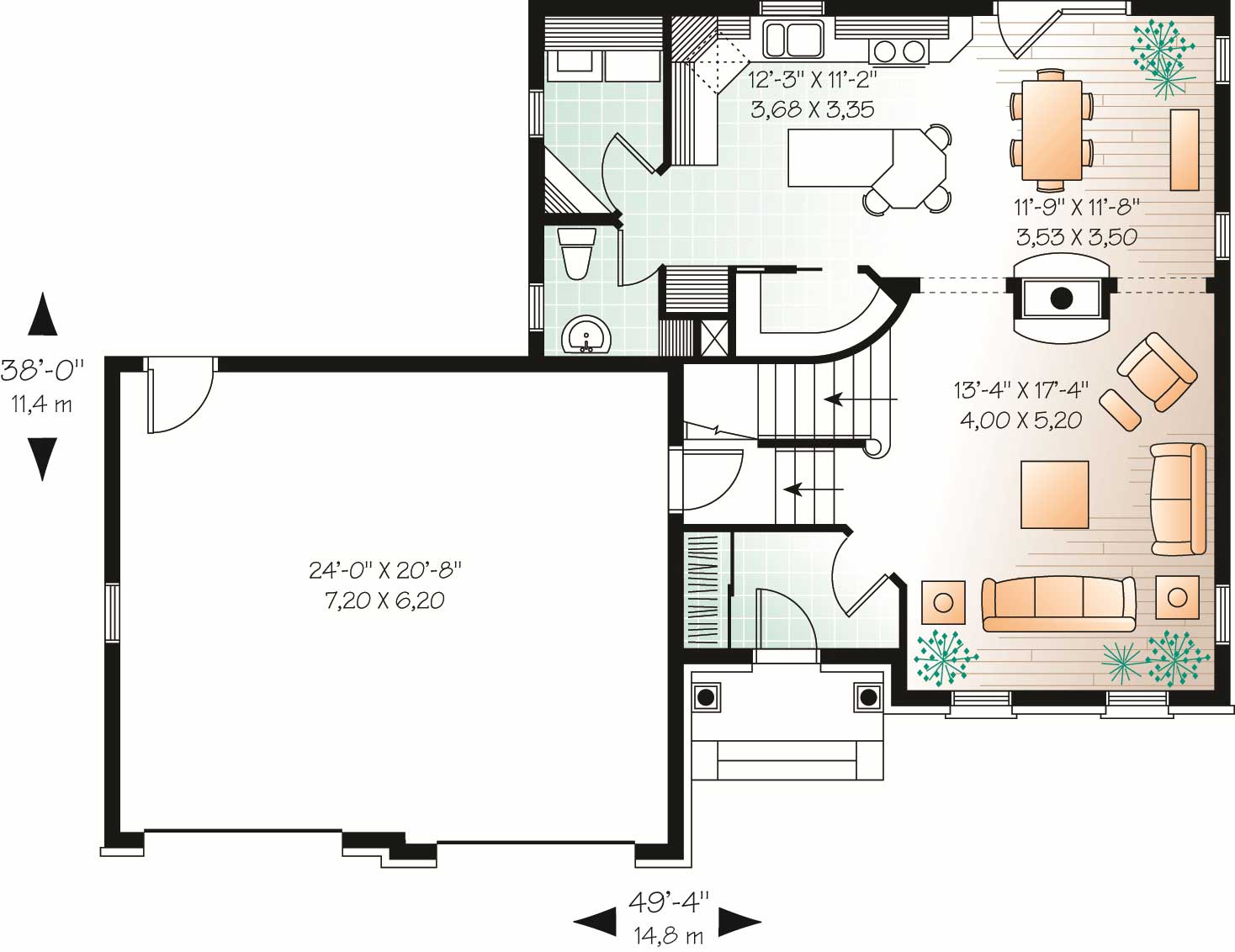 Floor Plan First Story of Traditional Plan #126-1103