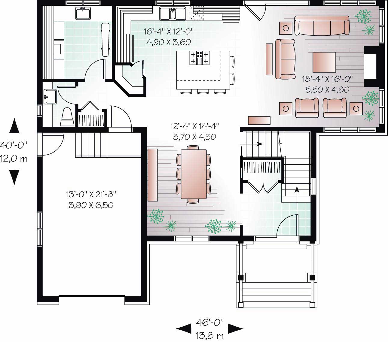 Floor Plan First Story of Country Plan #126-1104