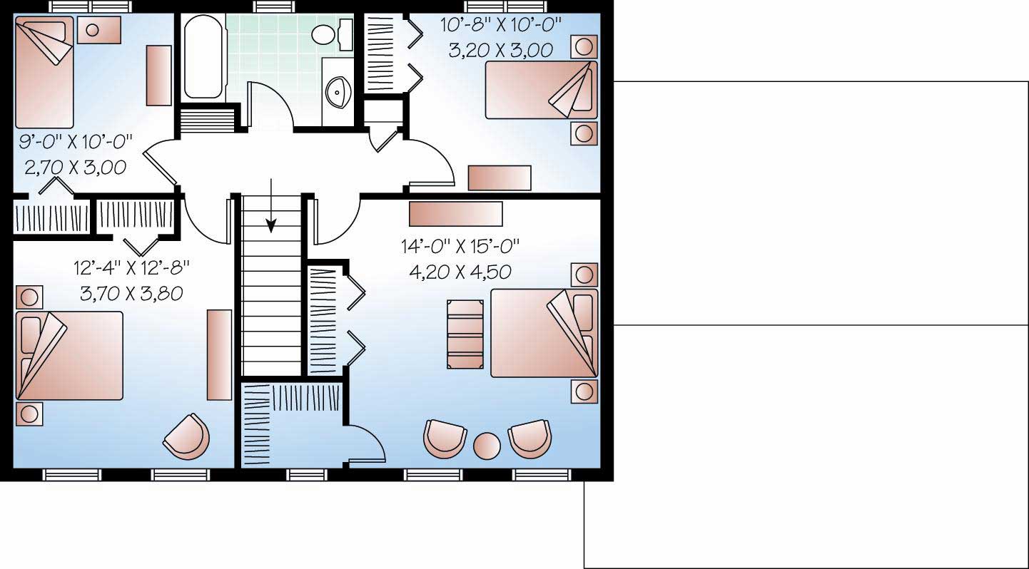 Floor Plan Second Story of Country Plan #126-1105