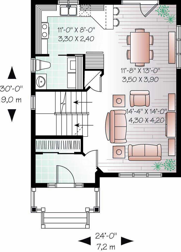 Floor Plan First Story of Country Plan #126-1106