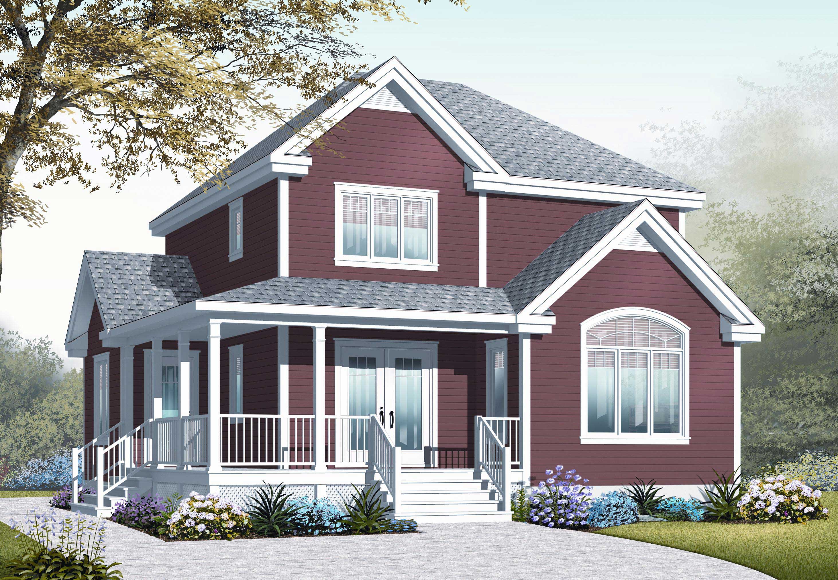 This is a computerized 3D rendering of these Country Home Plans.