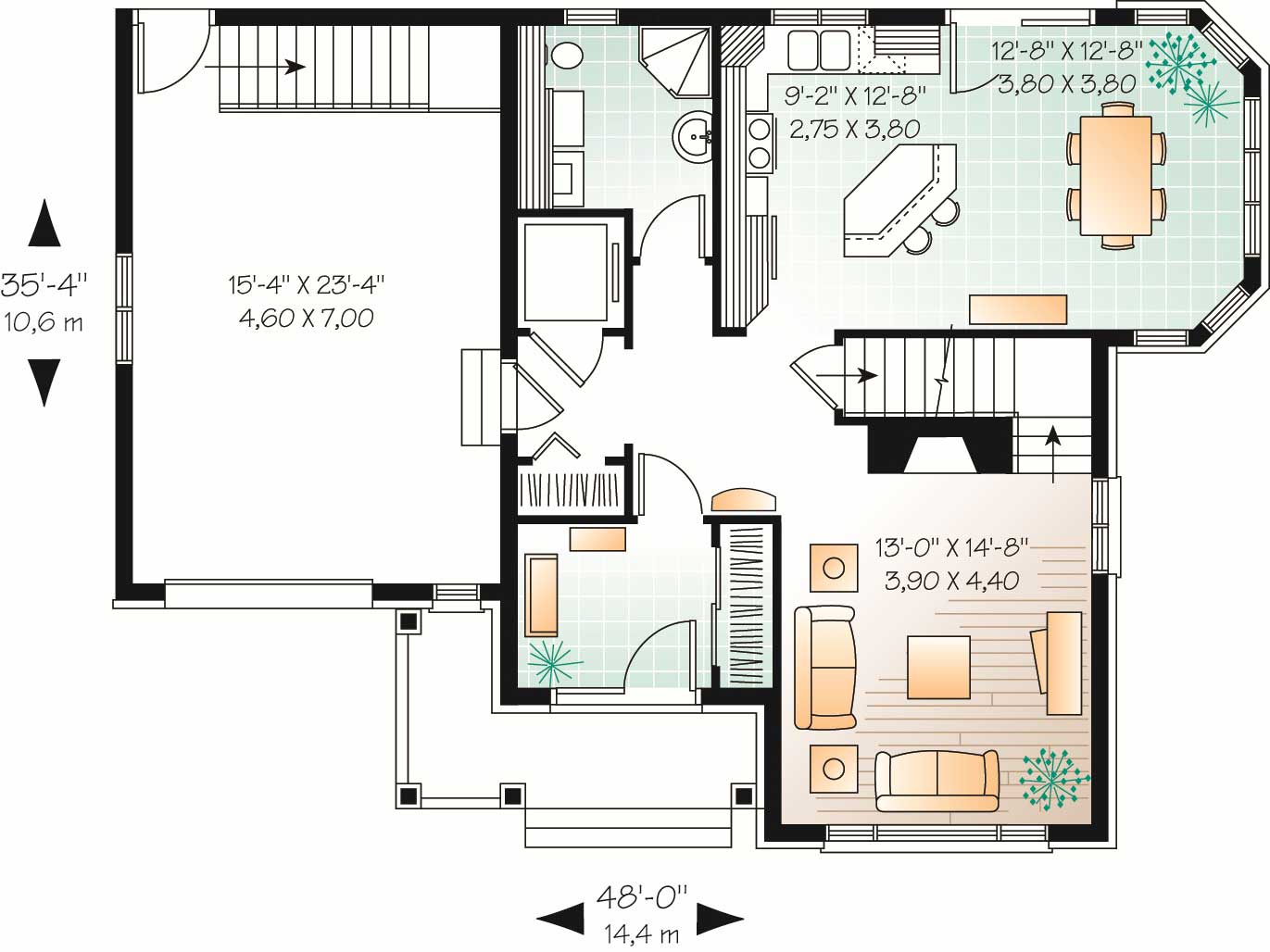 Floor Plan First Story of European Plan #126-1110