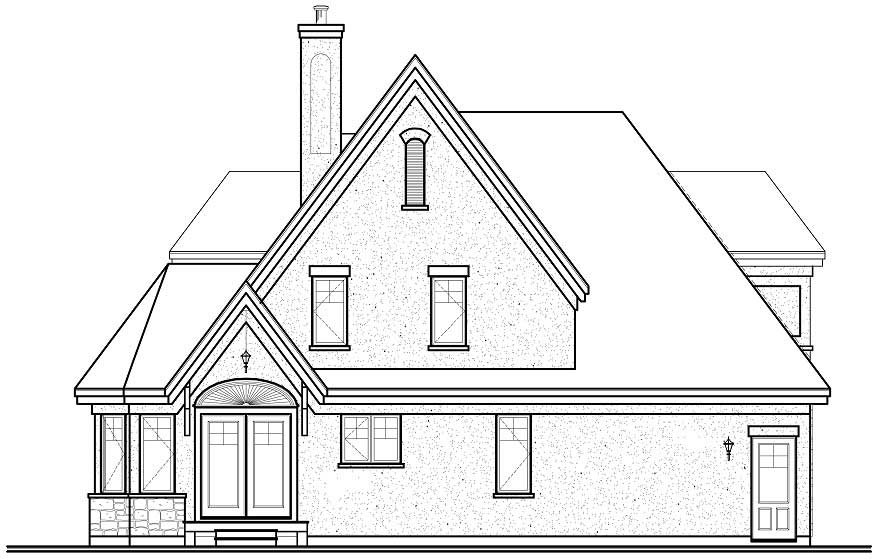 Home Plan Rear Elevation of this 3-Bedroom,1826 Sq Ft Plan -126-1110