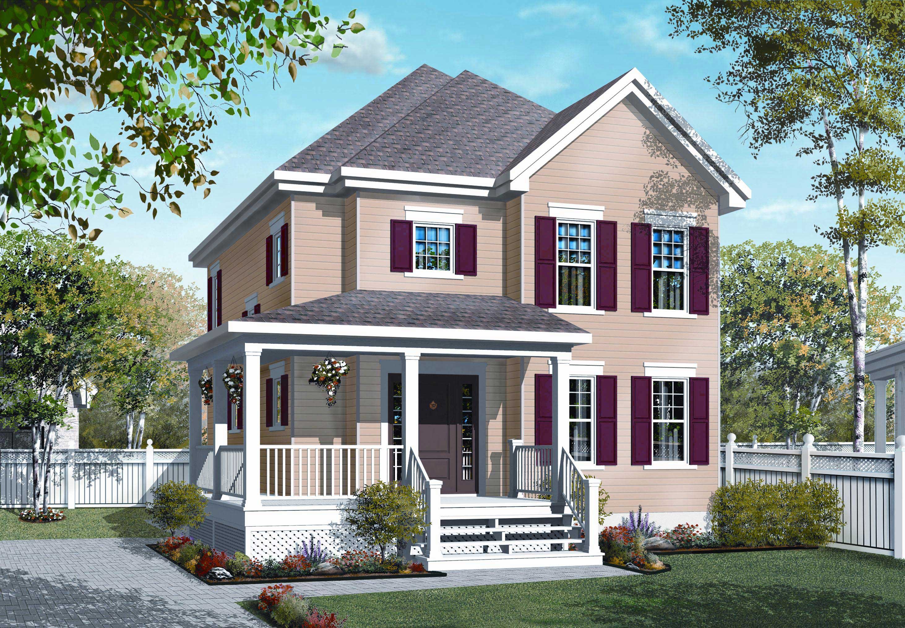 This is an artist's rendering for these House Plans.