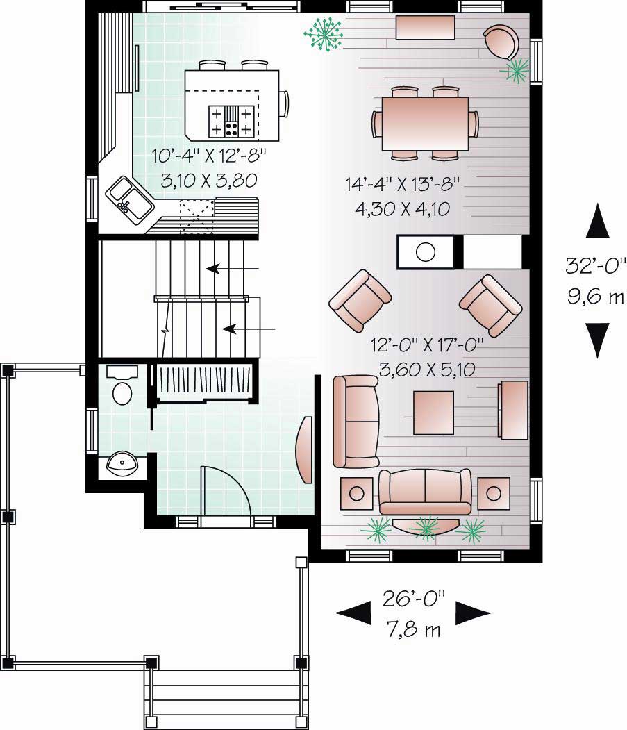 Floor Plan First Story of Small House Plans #126-1111