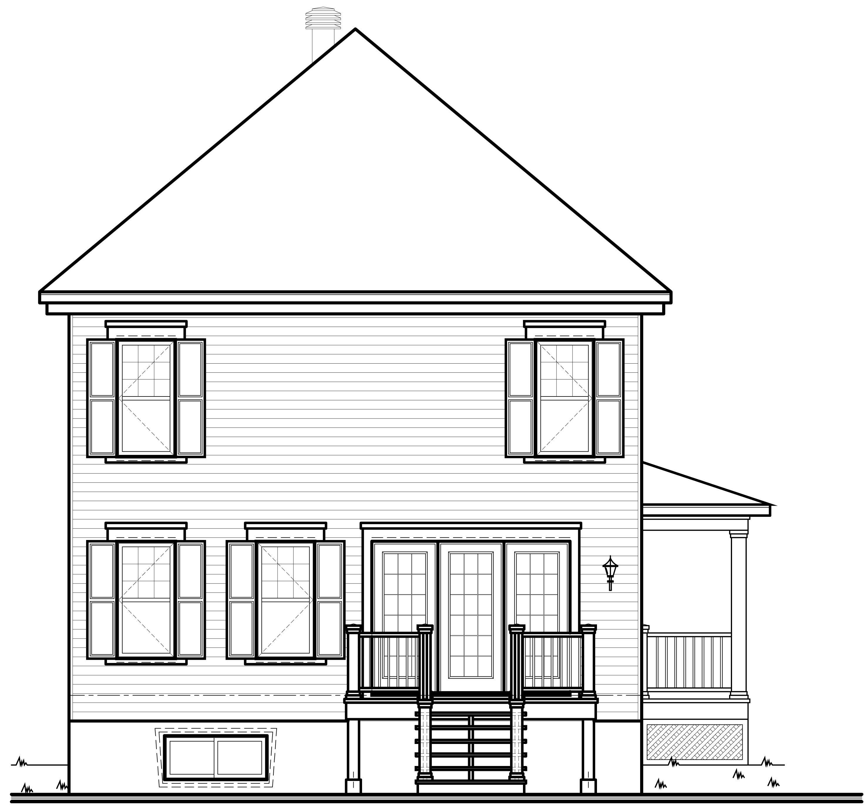 Home Plan Rear Elevation of this 3-Bedroom,1600 Sq Ft Plan -126-1111