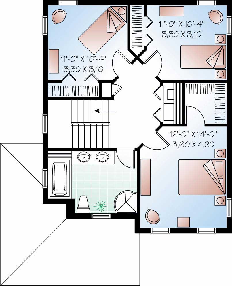 Floor Plan Second Story of Small House Plans #126-1111