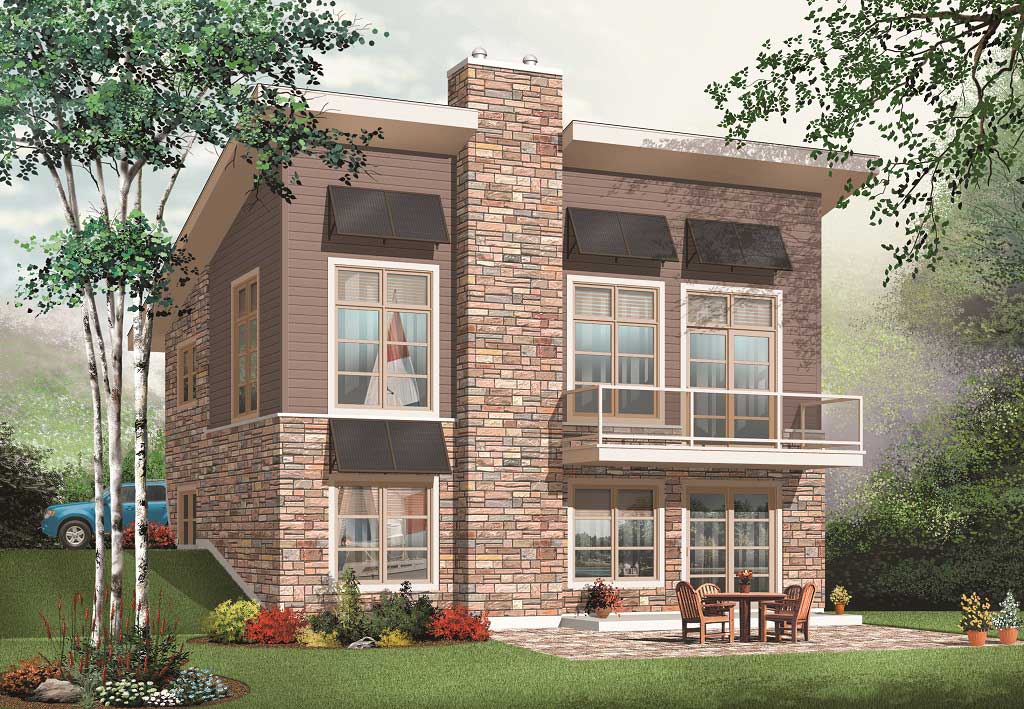 Front elevation of Contemporary home (ThePlanCollection: House Plan #126-1112)