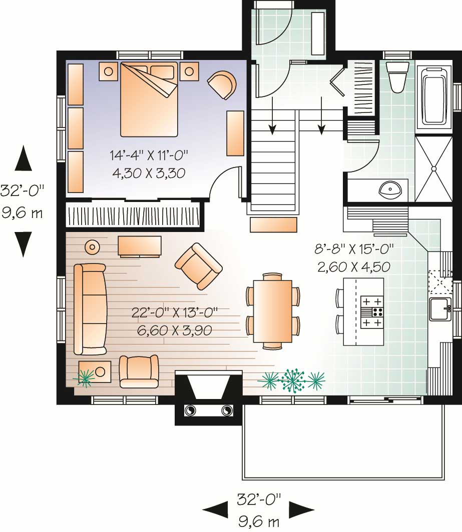 Floor Plan First Story of Contemporary Plan #126-1112