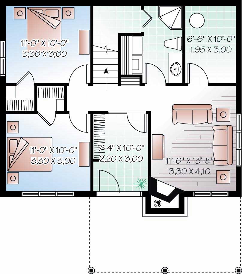 Floor Plan Basement of Country Plan #126-1114