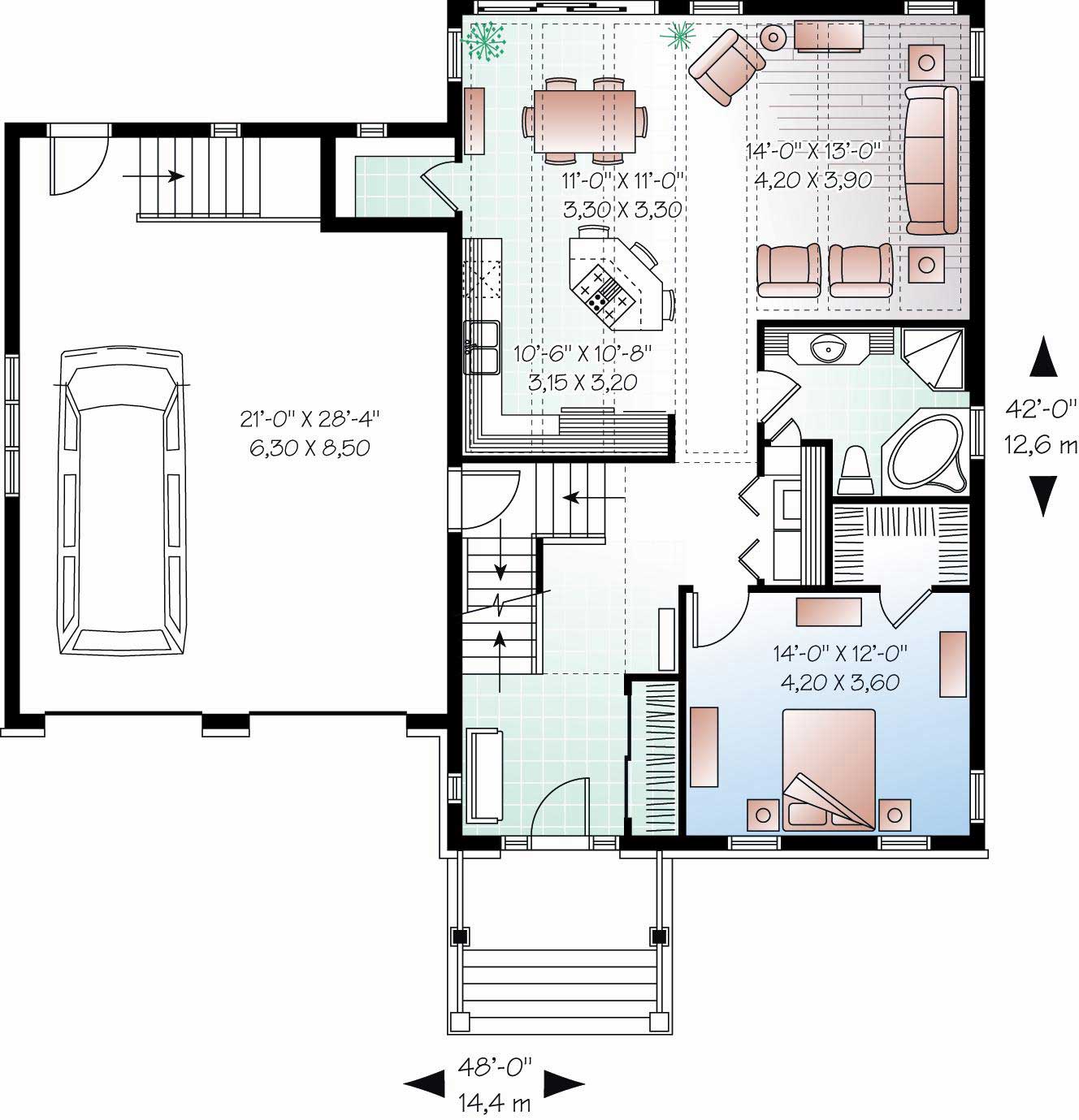 Floor Plan First Story of Cape Cod Plan #126-1115