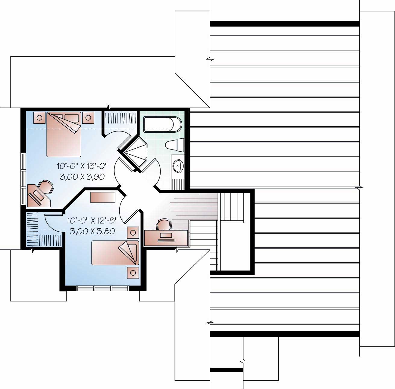 Floor Plan Second Story of Cape Cod Plan #126-1115