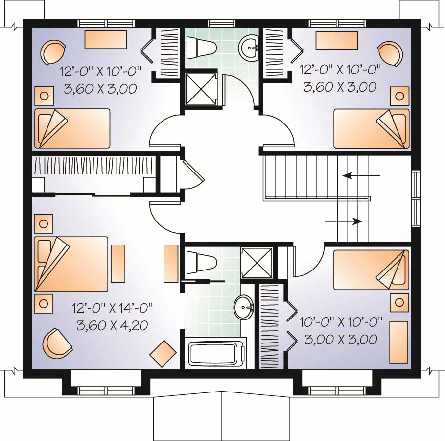 Floor Plan Second Story of Plan #126-1117