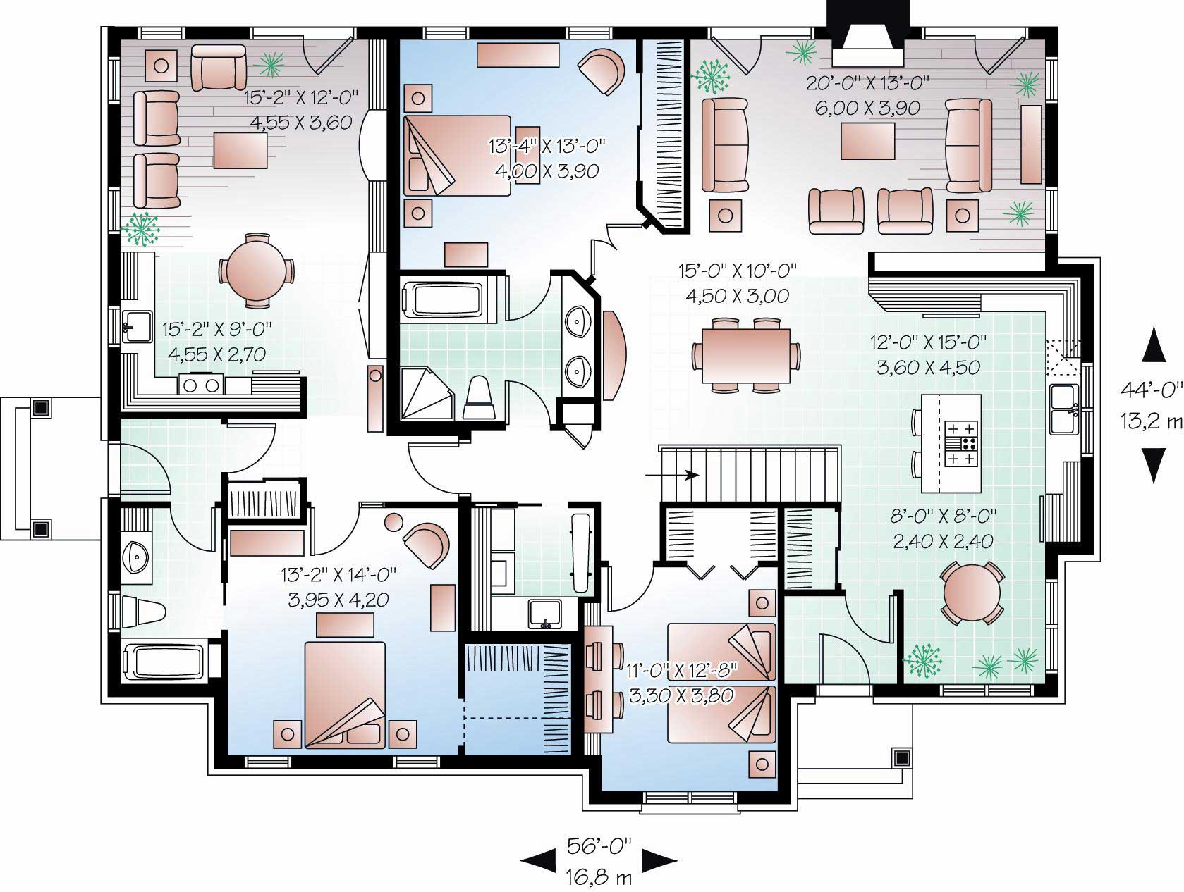 Floor Plan First Story of European Plan #126-1118