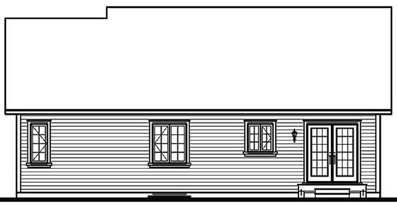 Home Plan Rear Elevation of this 3-Bedroom,1339 Sq Ft Plan -126-1119