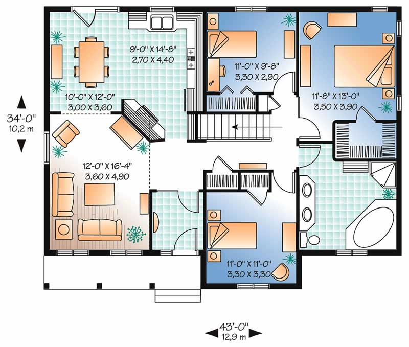 Floor Plan First Story of Country Plan #126-1119