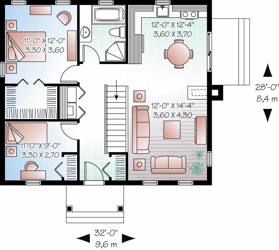 Floor Plan First Story of Country Plan #126-1120