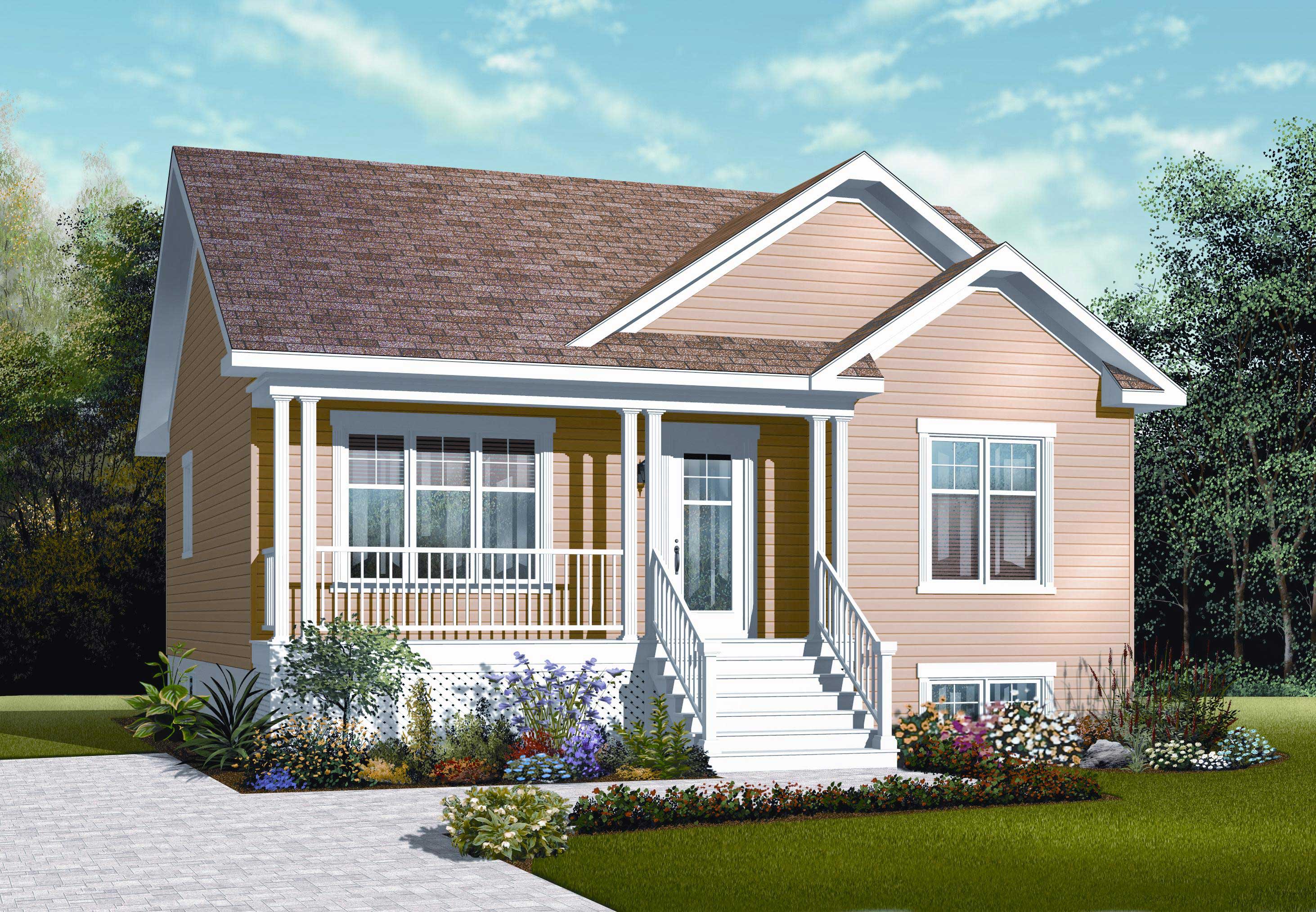 This is the front elevation of these Small House Plans.