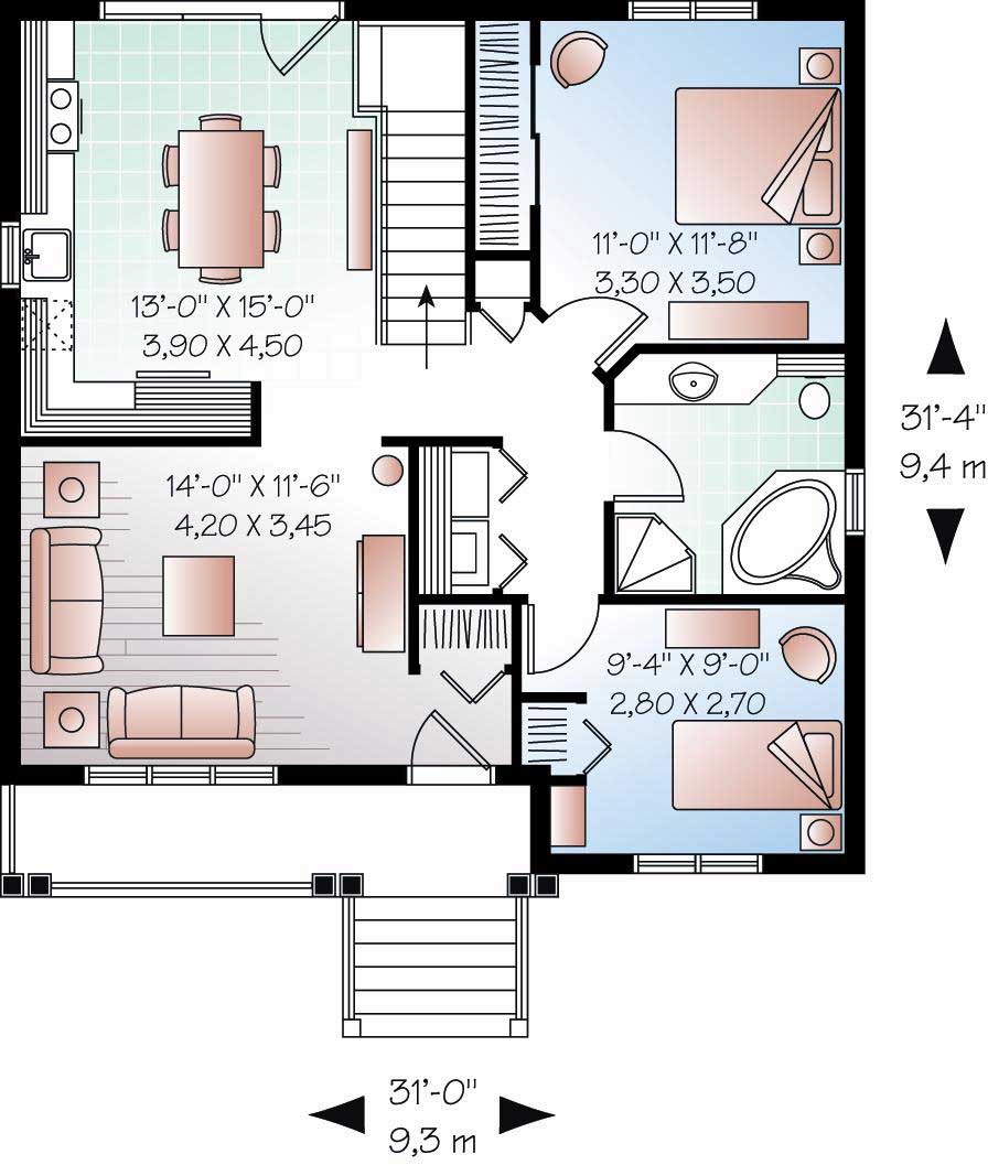 Floor Plan First Story of Country Plan #126-1121