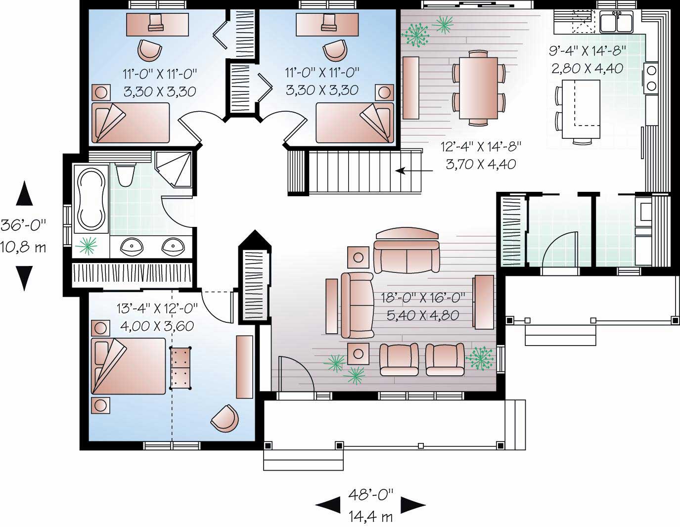 Floor Plan First Story of Country Plan #126-1122