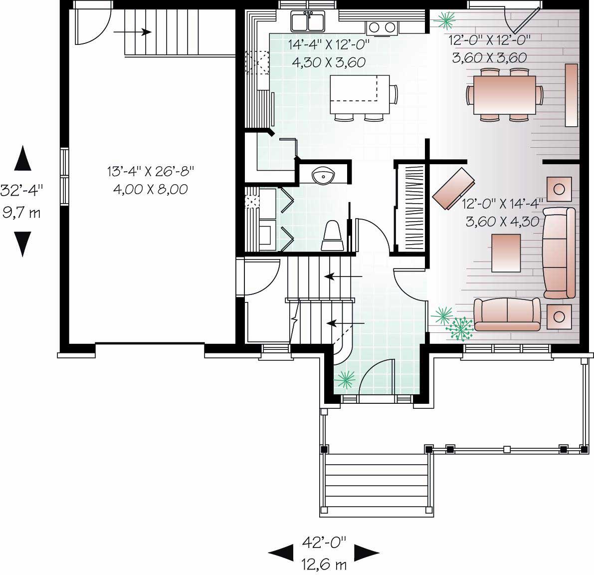 Floor Plan First Story of Country Plan #126-1124