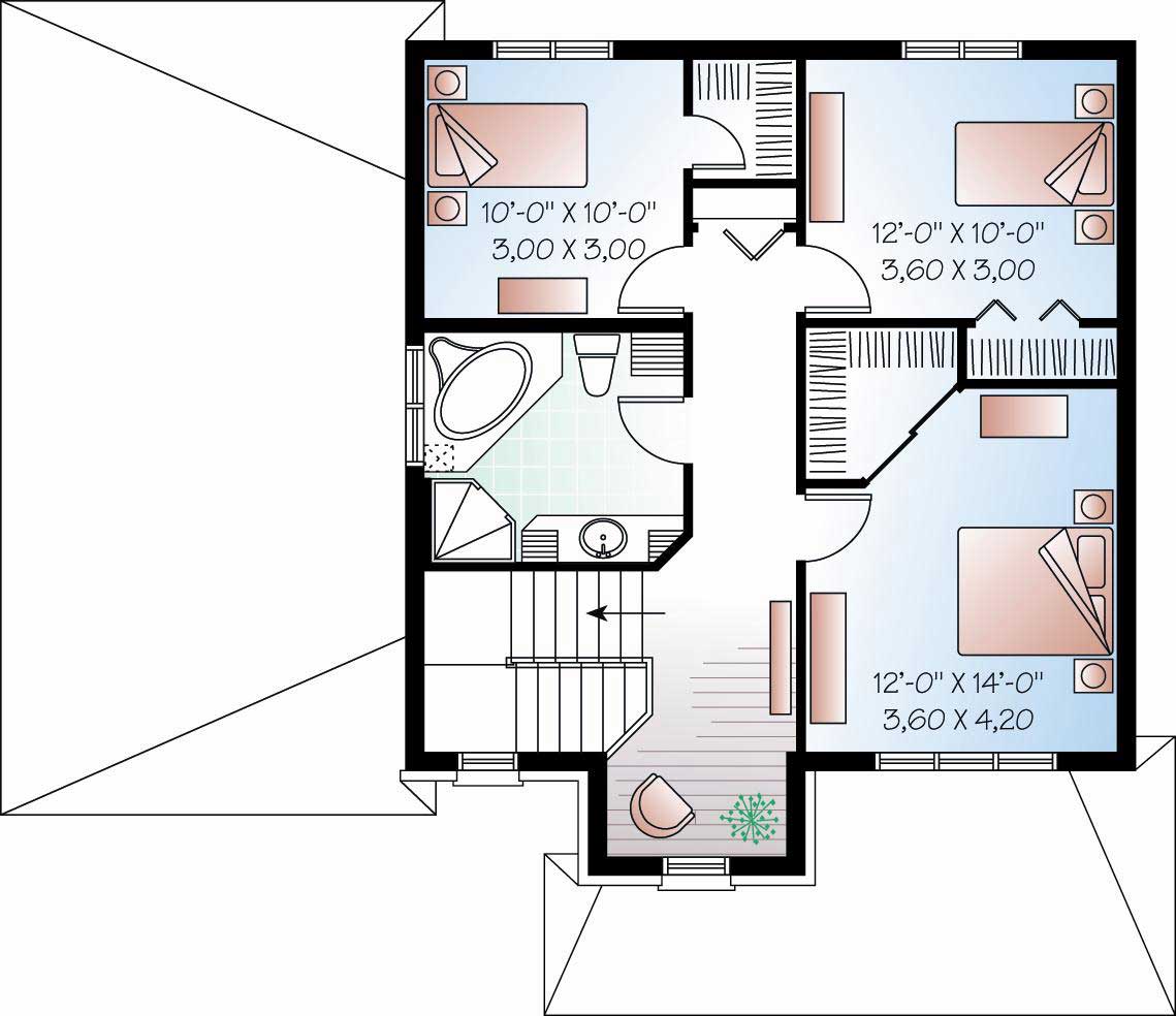Floor Plan Second Story of Country Plan #126-1124