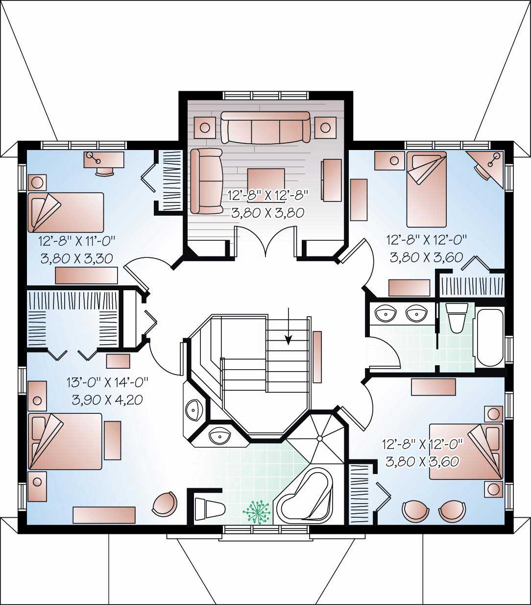 Floor Plan Second Story of In-Law Suite Plan #126-1125