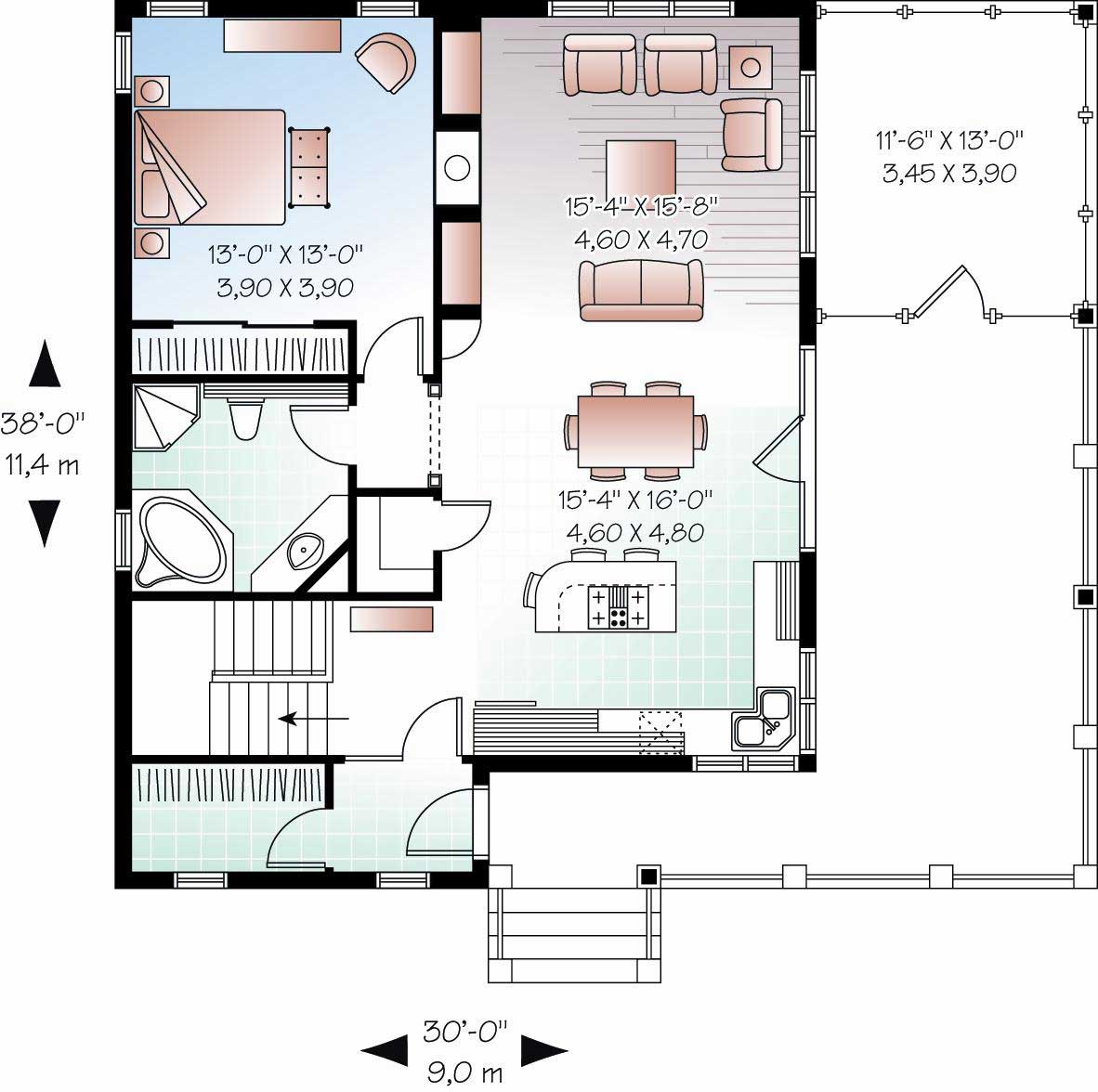 Floor Plan First Story of Country Plan #126-1126