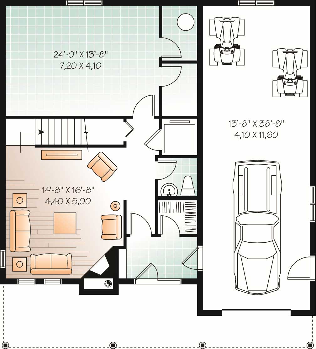 Floor Plan Basement of Craftsman Plan #126-1128